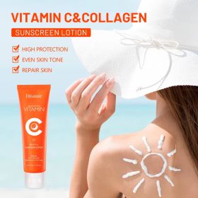 Sunscreen Cream Spf 50 Vitamin C Collagen Moisturizer Brightening Lotion Korean Skin Care Sun Block Sunscreen For The Black Skin (Option: 1pc)